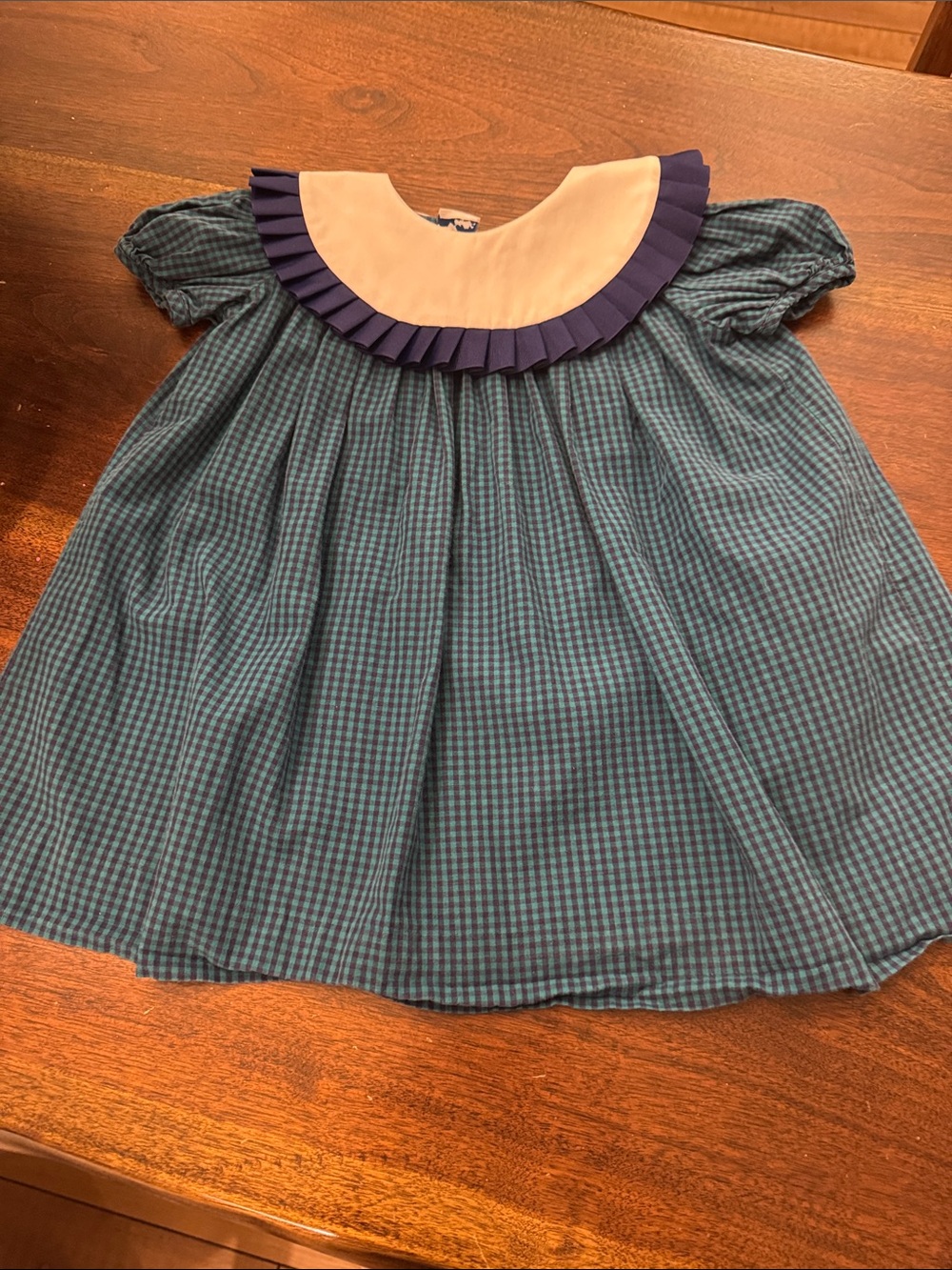 Mondays child vintage 90s Girls Navy & Blush Pleated Collar Dress Top